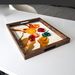 Aberto Design Bandeja REF043 Multicolor en Madera Maciza con Impresión UV
